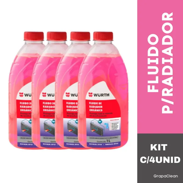 KIT 4 FLUIDO P/RADIADOR WURTH WMAX ROSA 1L