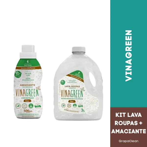 KIT 1 LAVA ROUPAS VINAGREEN COCO 3LT +1  ...