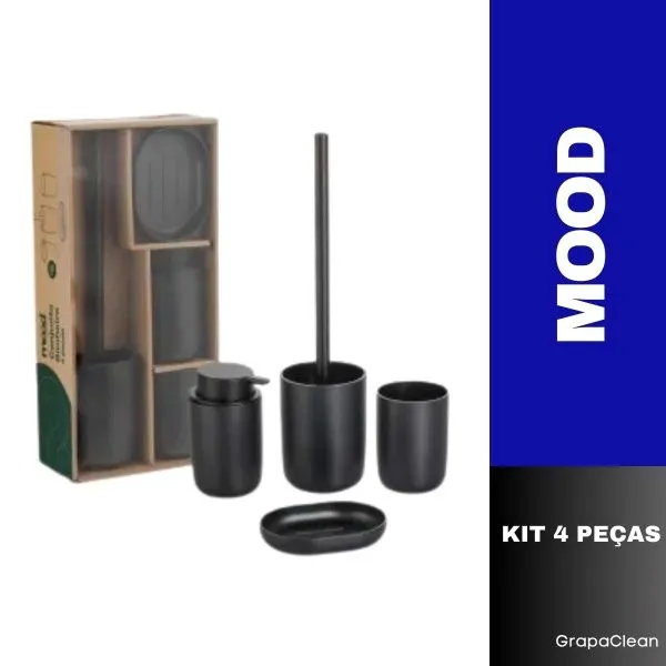 CONJUNTO P/BANHEIRO 4PC PRETO MOOD