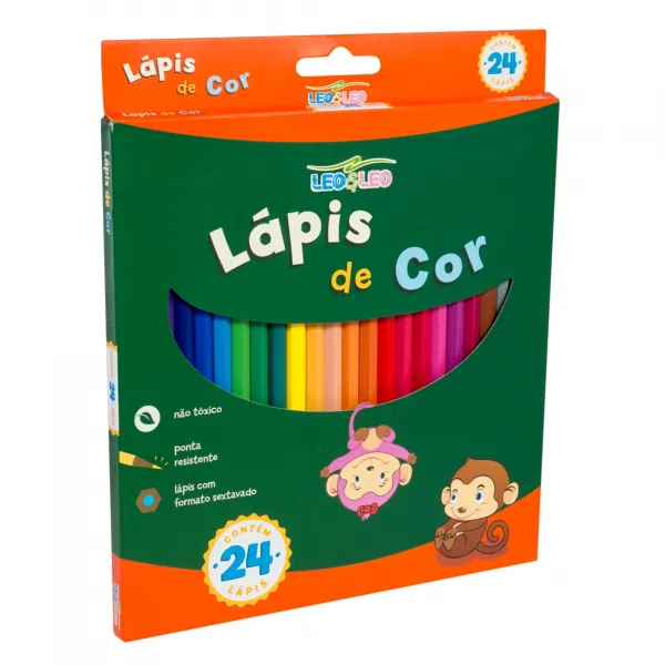 Lápis de Cor Resina Sextavado 24 Cores - ...
