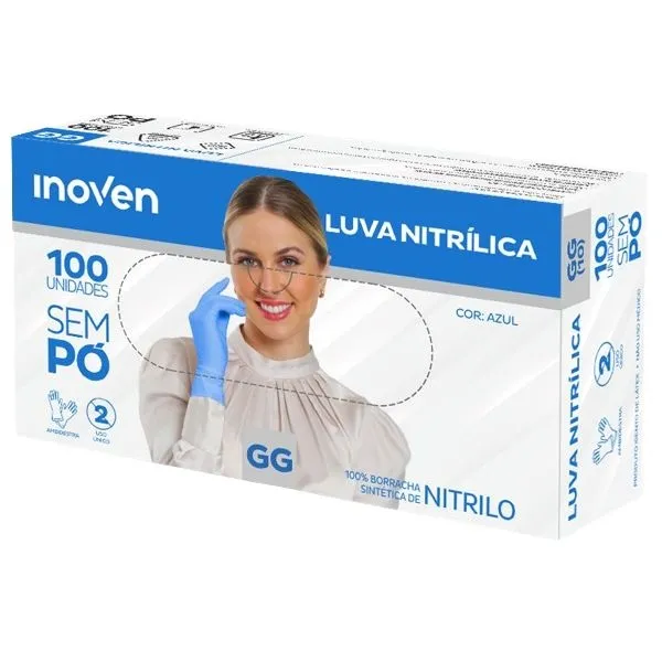 Luva Nitrílica Descartável Azul Tamanho  ...