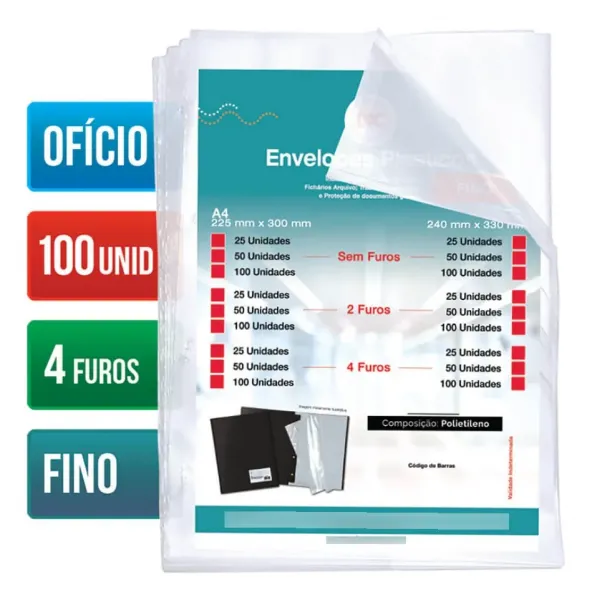 Envelope Plástico A4 Fino 4 Furos DAC (R ...