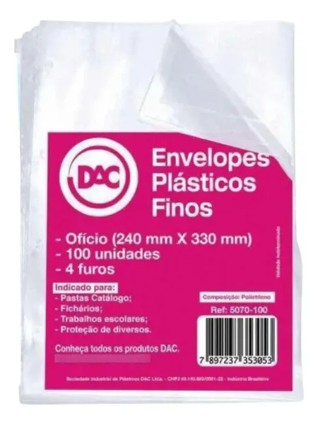 Envelope Plástico A4 Fino 4 Furos DAC (R ...