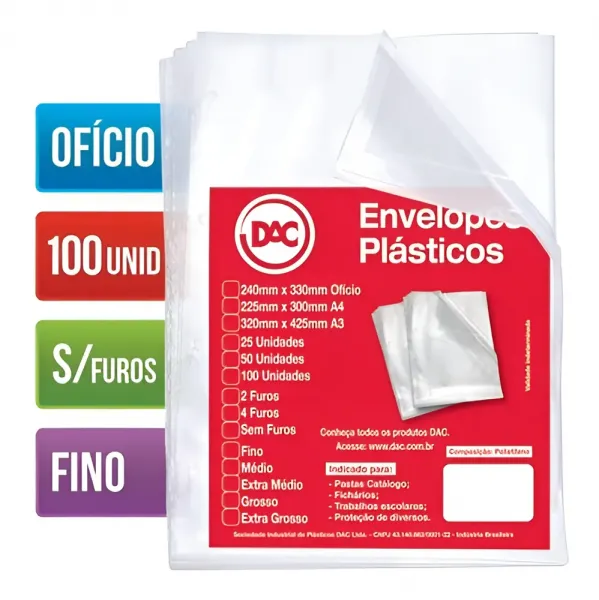 Envelope Plástico Ofício Fino Sem Furos  ...