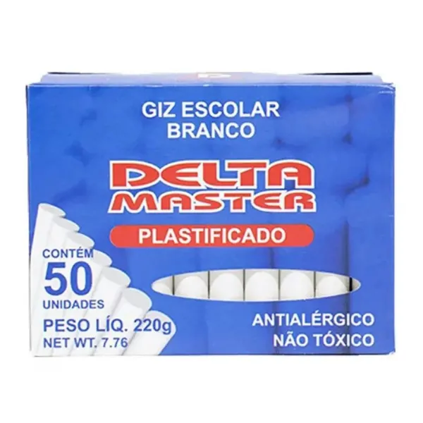 Giz branco plastificado – caixa com 50 u ...