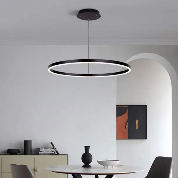 Pendente Cosmos 60 Preto Aro de Led