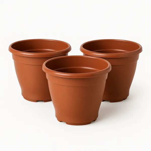 Kit 3 Vasos de Plástico Terracota 13×11 c...