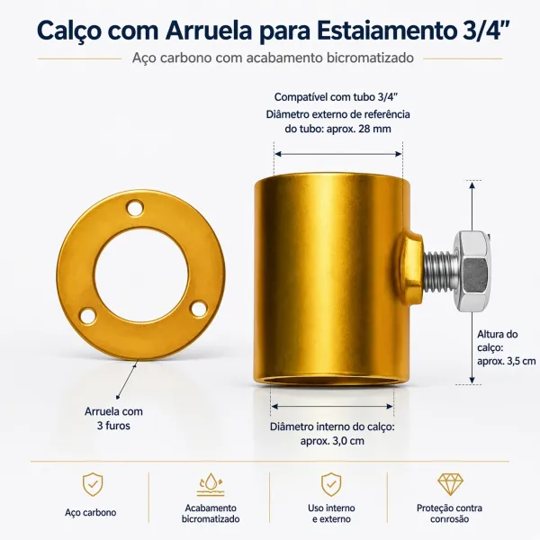 Calço com Arruela para Estaiamento de Mas...