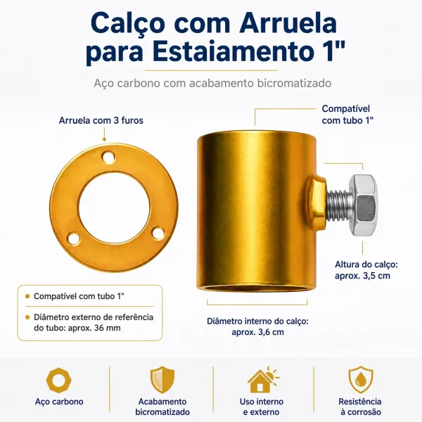Calço com Arruela para Estaiamento de Mas...