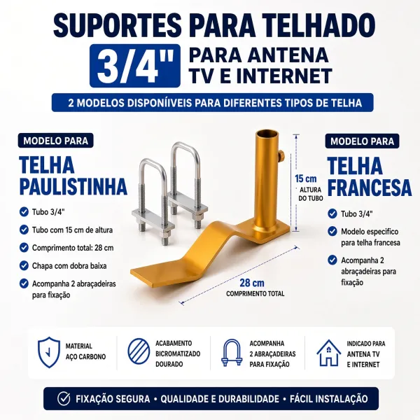 Suporte para Telha Francesa Tubo 3/4 de A...