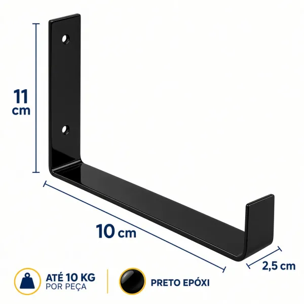 Kit 12 Mão Francesa Invertida 10cm Suport...