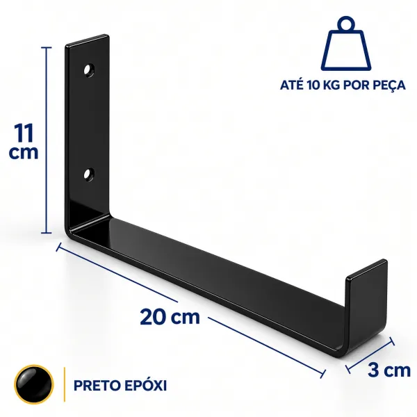 Kit 12 Mão Francesa Invertida 20cm Suport...