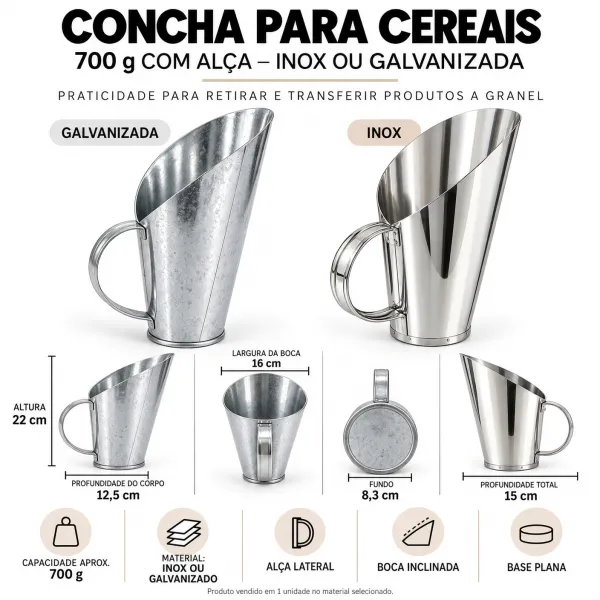 Concha para Cereais Grãos e Ração 700g co...