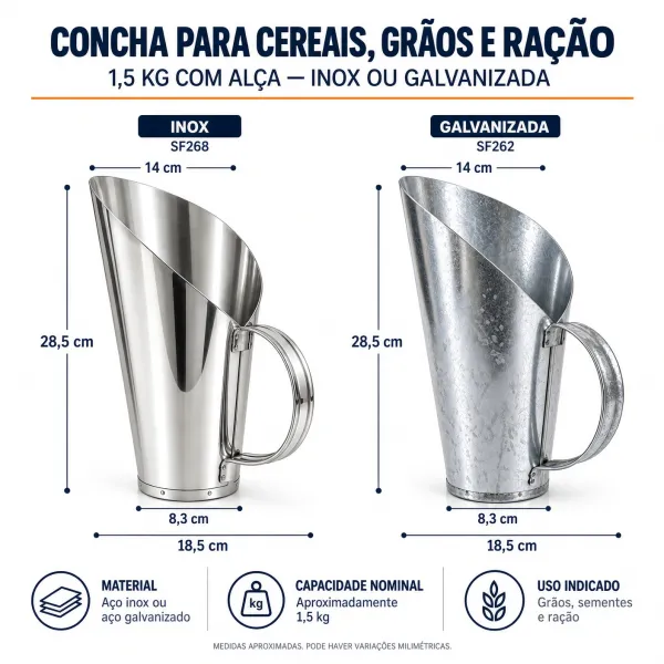 Concha para Cereais Grãos e Ração 1,5kg c...