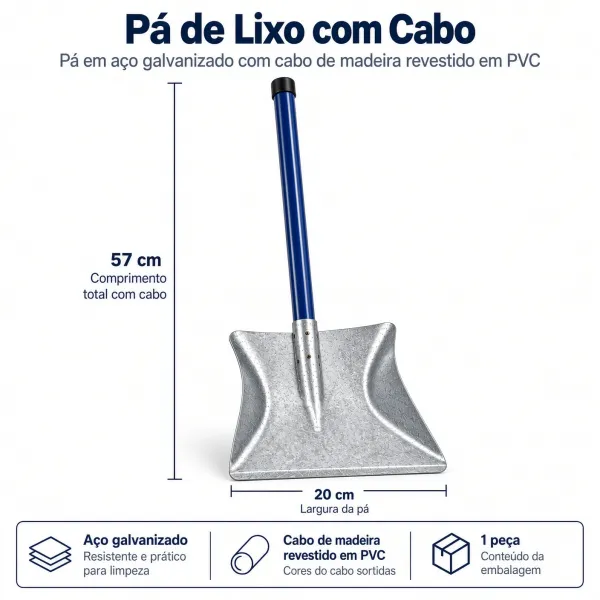 Pá De Lixo Metal Galvanizada Cabo Curto  ...