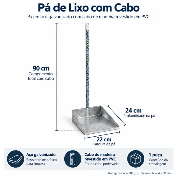 Pá De Lixo Galvanizada Cabo Longo Madeir ...