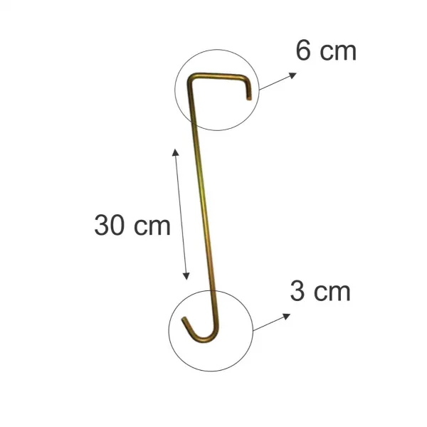 Kit 10 Ganchos de Ferro 30cm Dourado para...