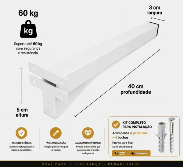 Kit Suporte Pia Granito 40cm Parafusar 4 ...