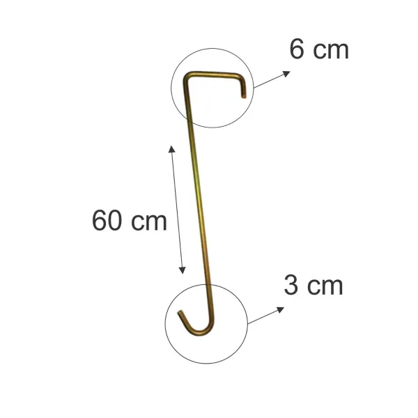 Kit 6 Ganchos de Ferro 60cm Dourado para ...