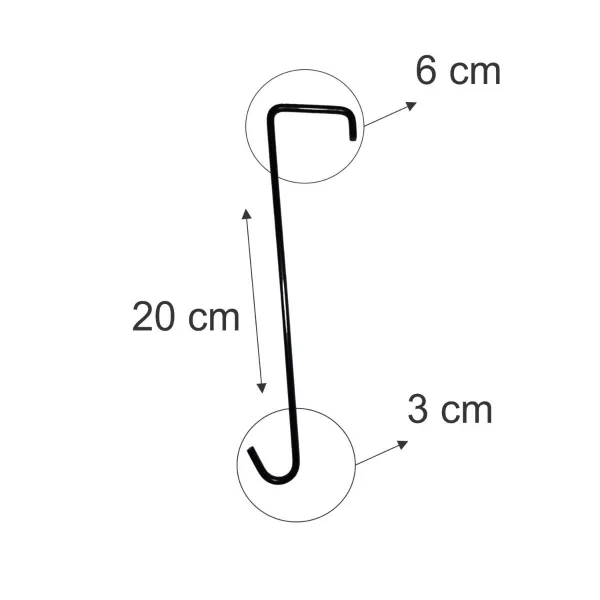 Kit 10 Ganchos de Ferro 20cm Preto para P...