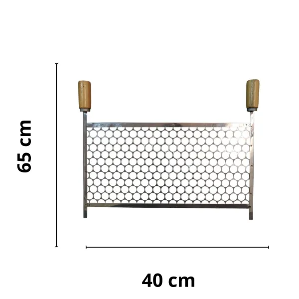Grelha Moeda Inox 40x50 com Cabo de Madei...