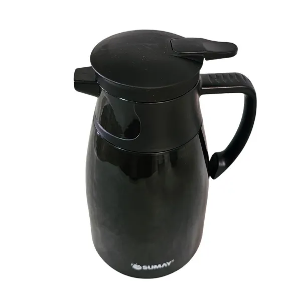 Garrafa Térmica 1L Preto Ampola Vidro  Qu...
