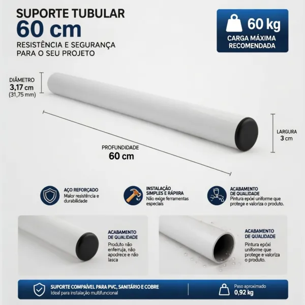Kit Suportes de Pia Tubo Redondo para Chu...