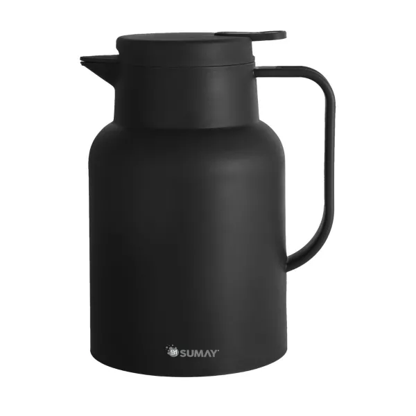 Garrafa Térmica 1L Preta Ampola Vidro  Qu...