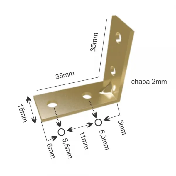 Suporte Cantoneira L 35x35mm Aço 4 Furos ...